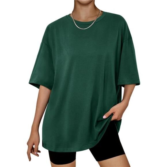 Tops - Womens Oversized Summer T Shirts Business Casual Dressy Shorts DarkGreen